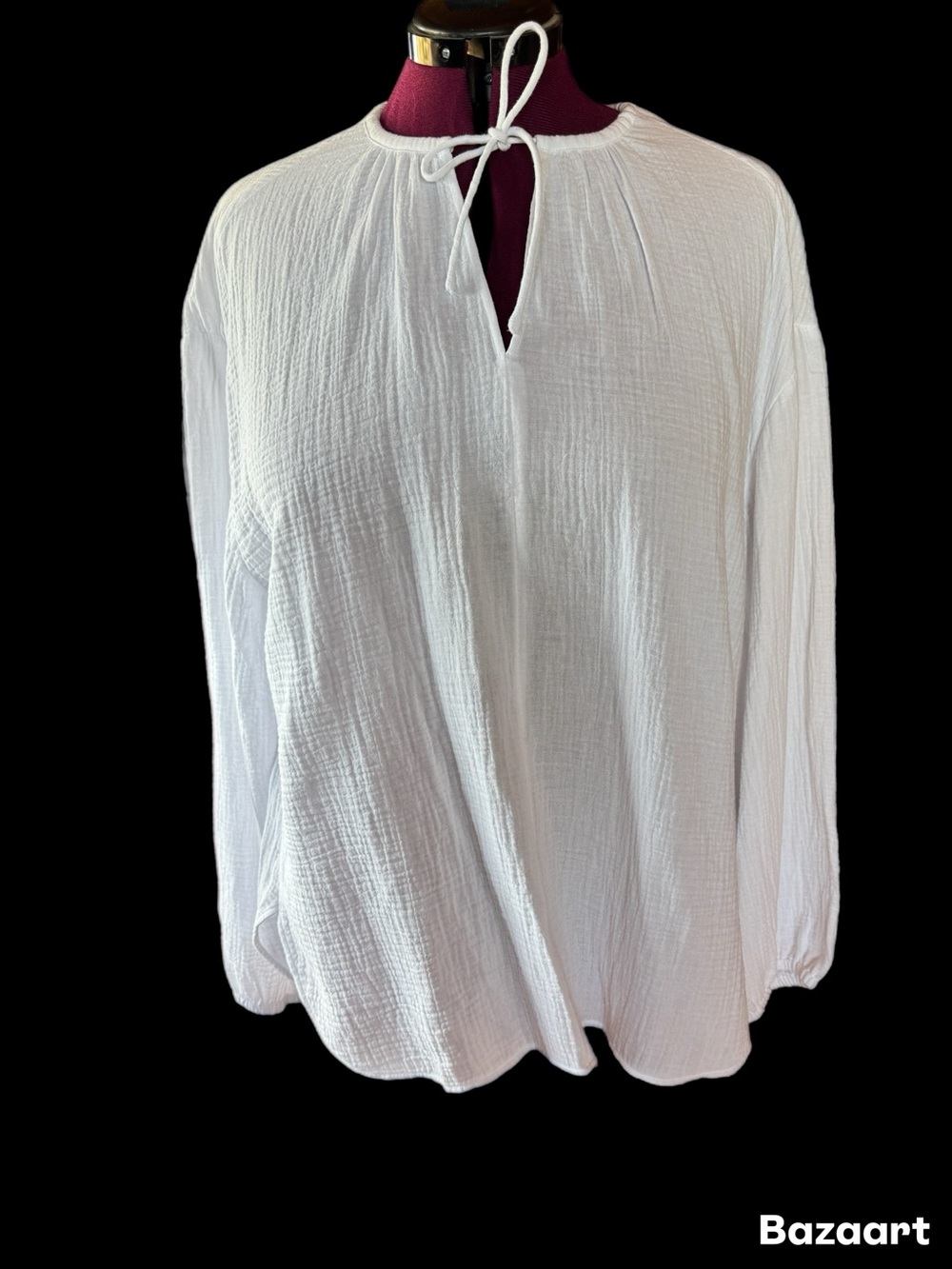 Womens HAVEN WELL WITHIN White Tie-Neck Peasant Tunic